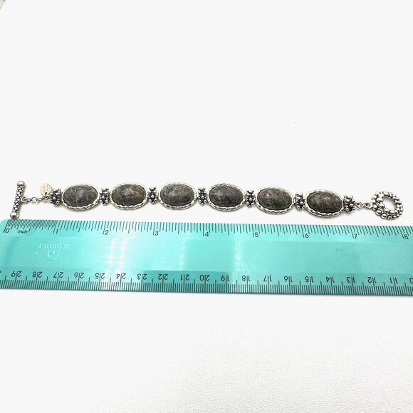 Michael Dawkins Jasper? Gemstone Sterling Silver Bracelet 8 Inch 38 Grams - Picture 4 of 4
